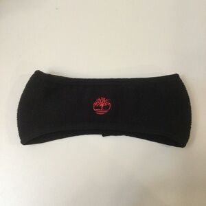Timberland Fleece Headband One Size Unisex Black Embroidered Red Logo